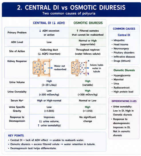 Central DI vs Osmotic Diuresis
