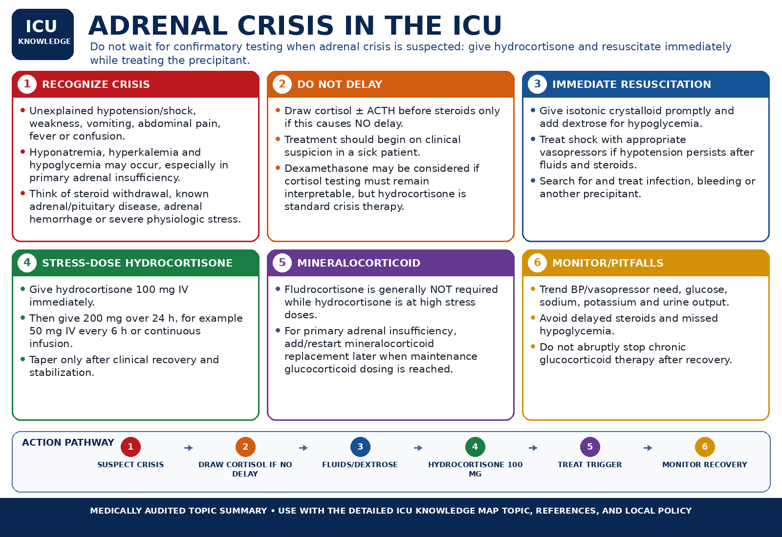Adrenal Crisis in the ICU — Audited At-a-Glance Summary