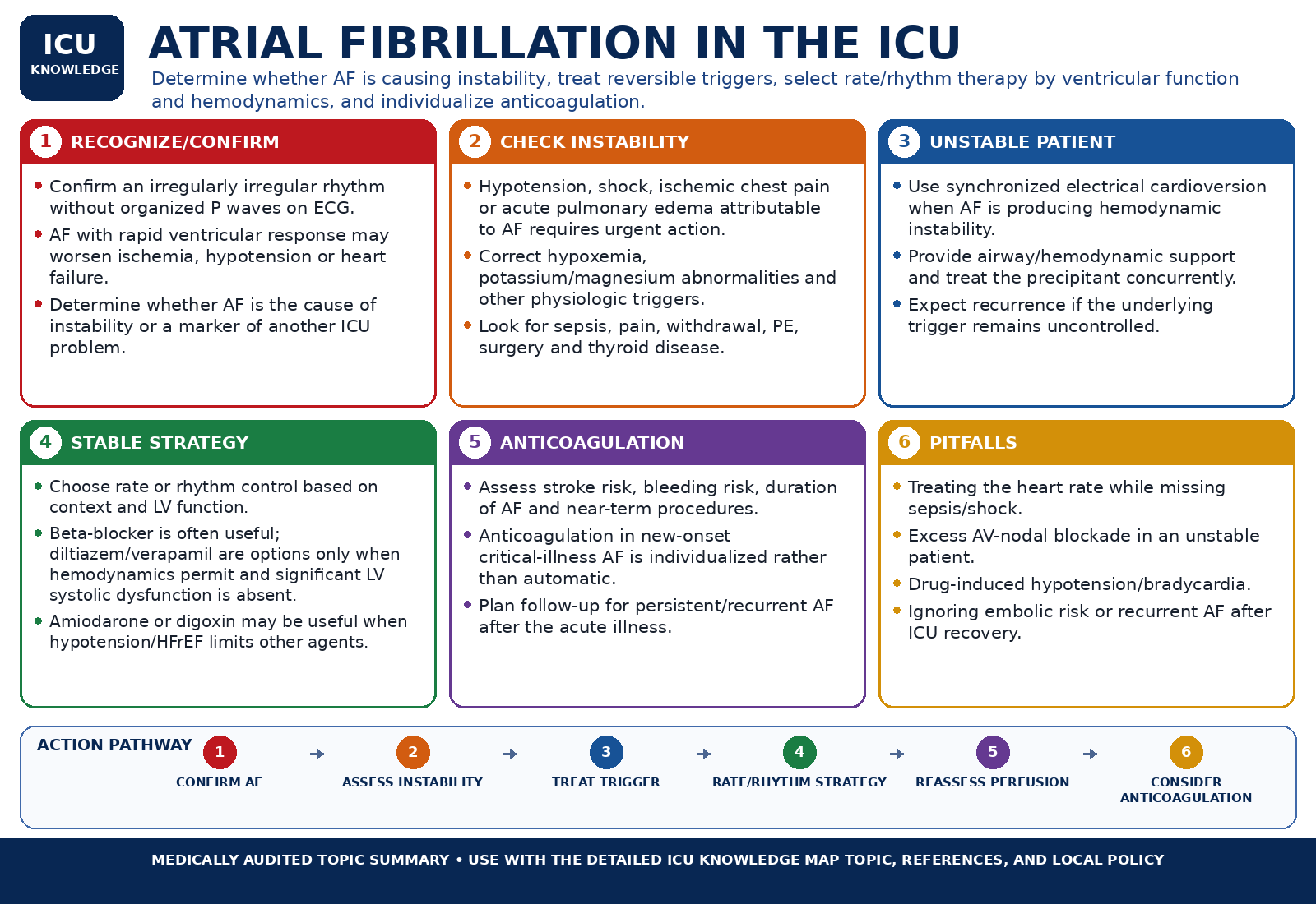 Atrial Fibrillation in the ICU — Audited At-a-Glance Summary