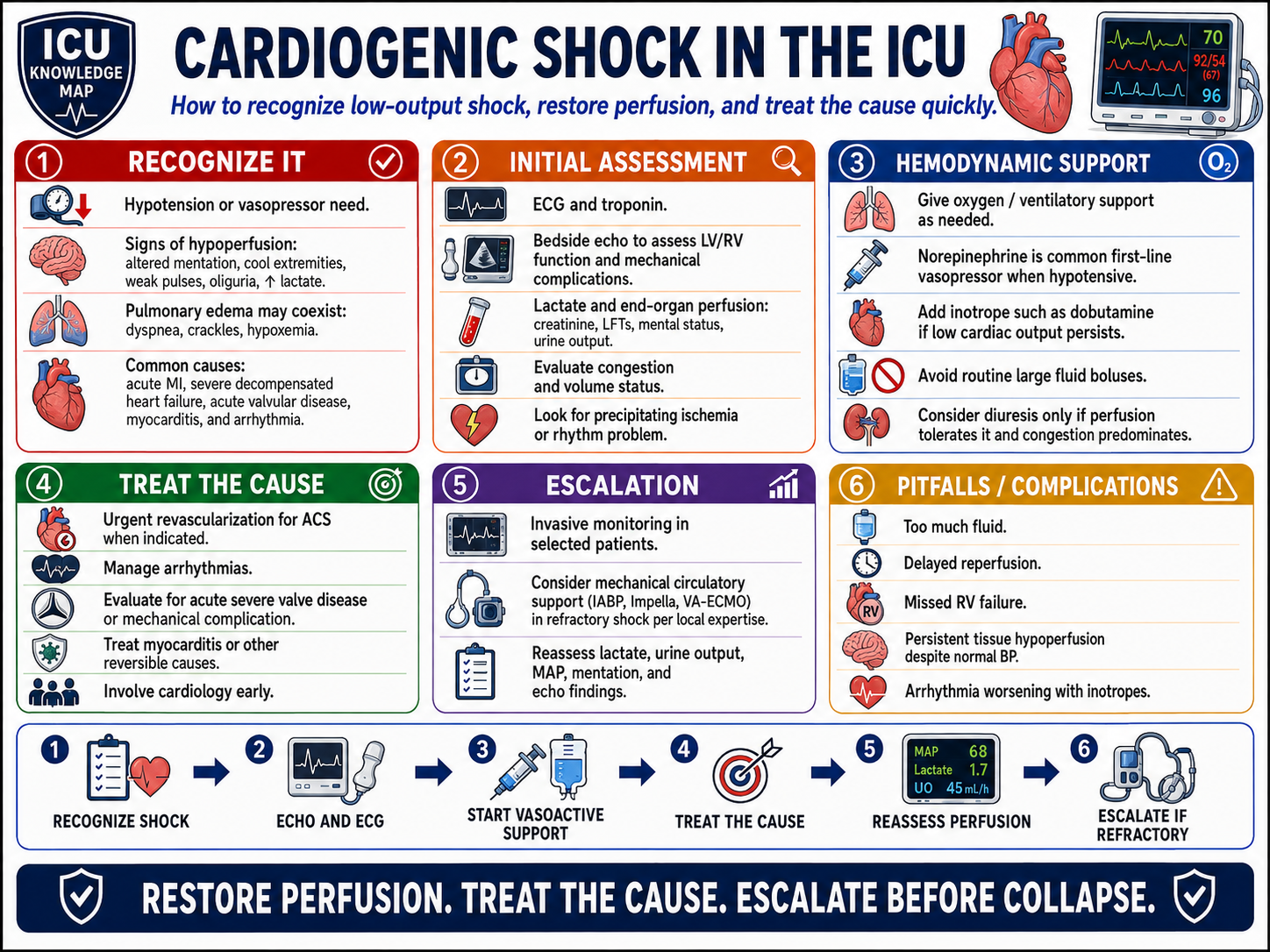 Cardiogenic Shock in the ICU — Audited At-a-Glance Summary
