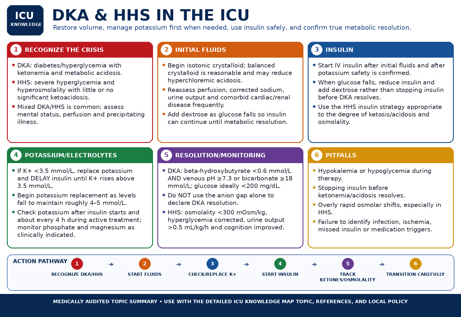 DKA & HHS in the ICU — Audited At-a-Glance Summary