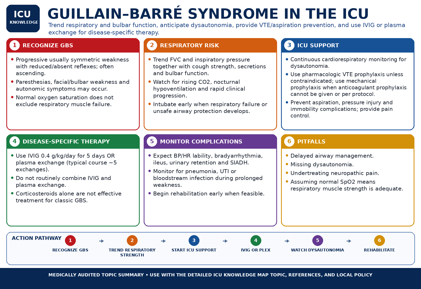 Guillain–Barré Syndrome in the ICU — Audited At-a-Glance Summary