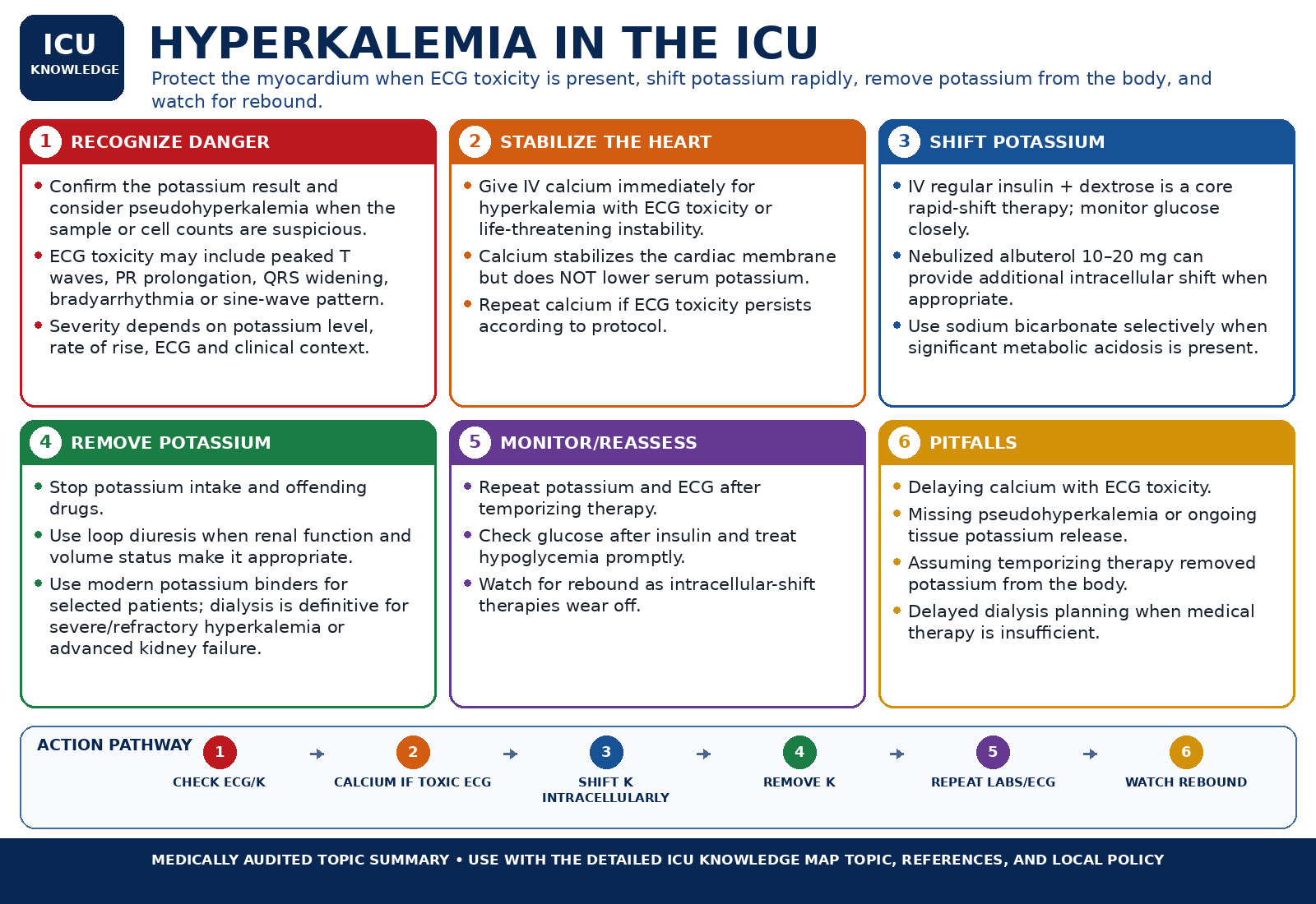 Hyperkalemia in the ICU — Audited At-a-Glance Summary