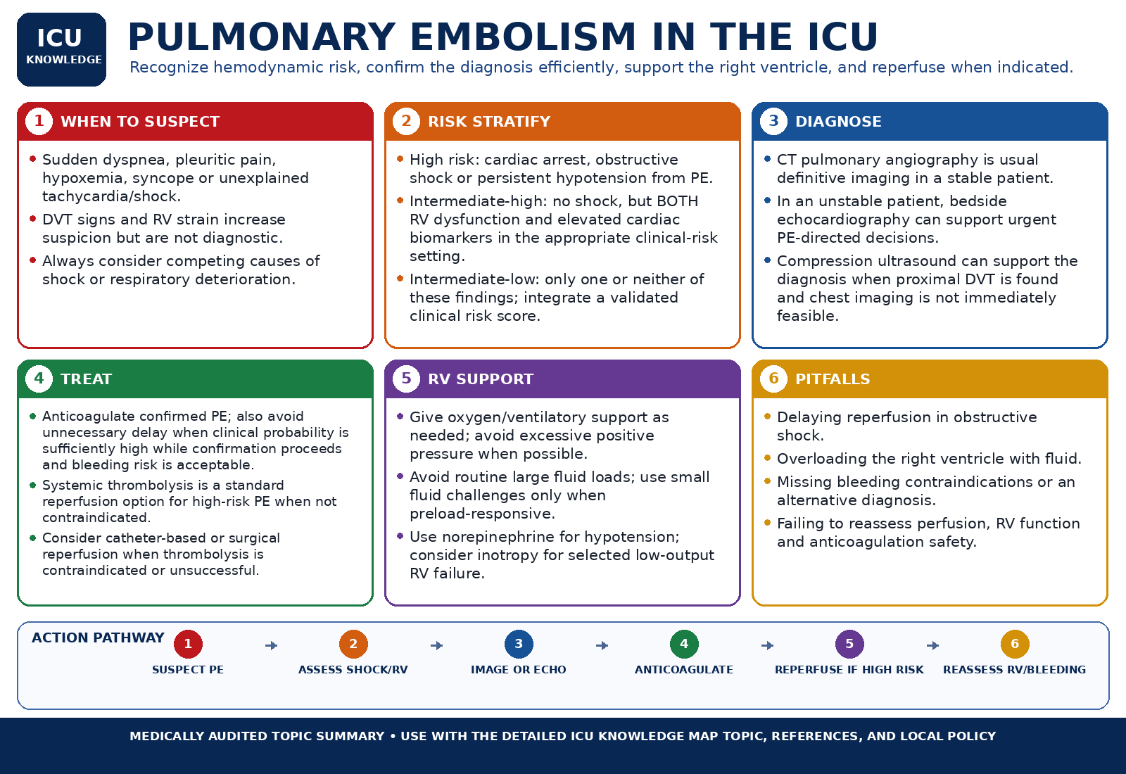 Pulmonary Embolism in the ICU — Audited At-a-Glance Summary