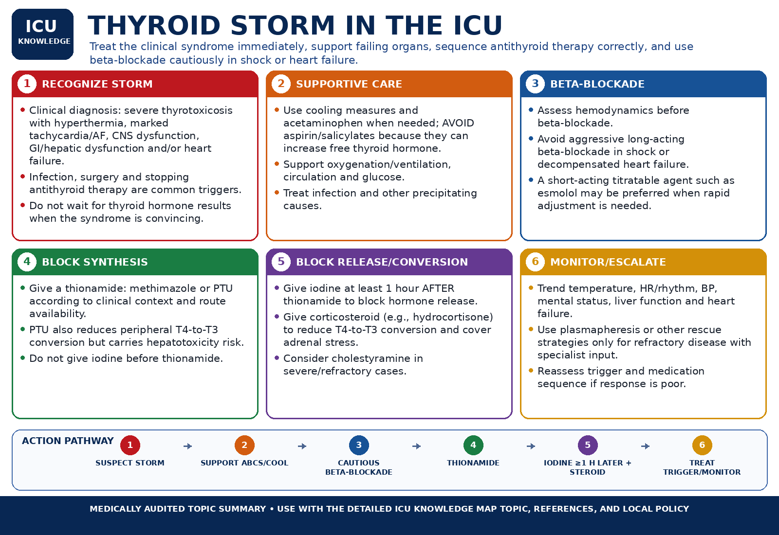 Thyroid Storm in the ICU — Audited At-a-Glance Summary